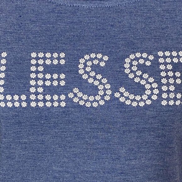 Jane & Delancey blue “blessed” short sleeve t-shirt with drawstring - Picture 3 of 8